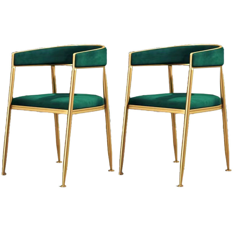 Glam Metal Arm Dining Chair Upholstered Dining Side Chair for Restaurant Use Blackish Green 2 Piece Set Clearhalo ' kitchen&dining_furn' 'Dining Chairs' 'Dining Tables & Seating' 'dining_chair' 'furn' 'furn_dining_chair' 'Furniture' 'furniture_dining_chair' 'Kitchen & Dining Furniture' 'kitchen' 4577884