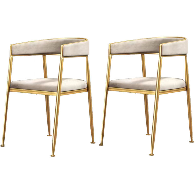 Glam Metal Arm Dining Chair Upholstered Dining Side Chair for Restaurant Use Beige 2 Piece Set Clearhalo ' kitchen&dining_furn' 'Dining Chairs' 'Dining Tables & Seating' 'dining_chair' 'furn' 'furn_dining_chair' 'Furniture' 'furniture_dining_chair' 'Kitchen & Dining Furniture' 'kitchen' 4577885