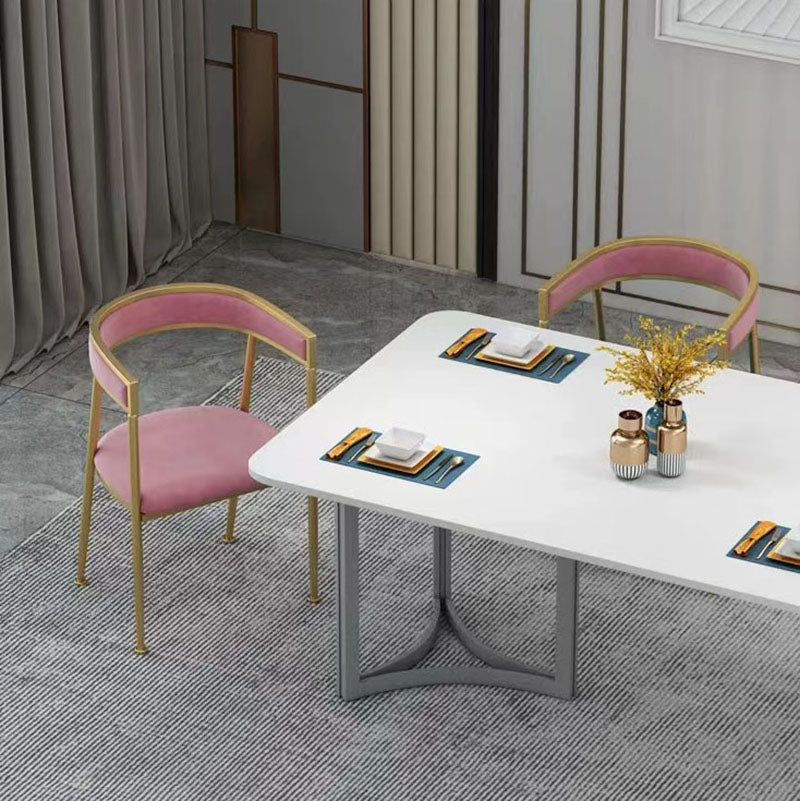 Glam Metal Arm Dining Chair Upholstered Dining Side Chair for Restaurant Use Clearhalo ' kitchen&dining_furn' 'Dining Chairs' 'Dining Tables & Seating' 'dining_chair' 'furn' 'furn_dining_chair' 'Furniture' 'furniture_dining_chair' 'Kitchen & Dining Furniture' 'kitchen' 4577888