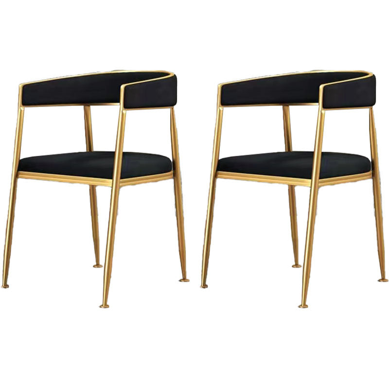 Glam Metal Arm Dining Chair Upholstered Dining Side Chair for Restaurant Use Matte Black 2 Piece Set Clearhalo ' kitchen&dining_furn' 'Dining Chairs' 'Dining Tables & Seating' 'dining_chair' 'furn' 'furn_dining_chair' 'Furniture' 'furniture_dining_chair' 'Kitchen & Dining Furniture' 'kitchen' 4577890