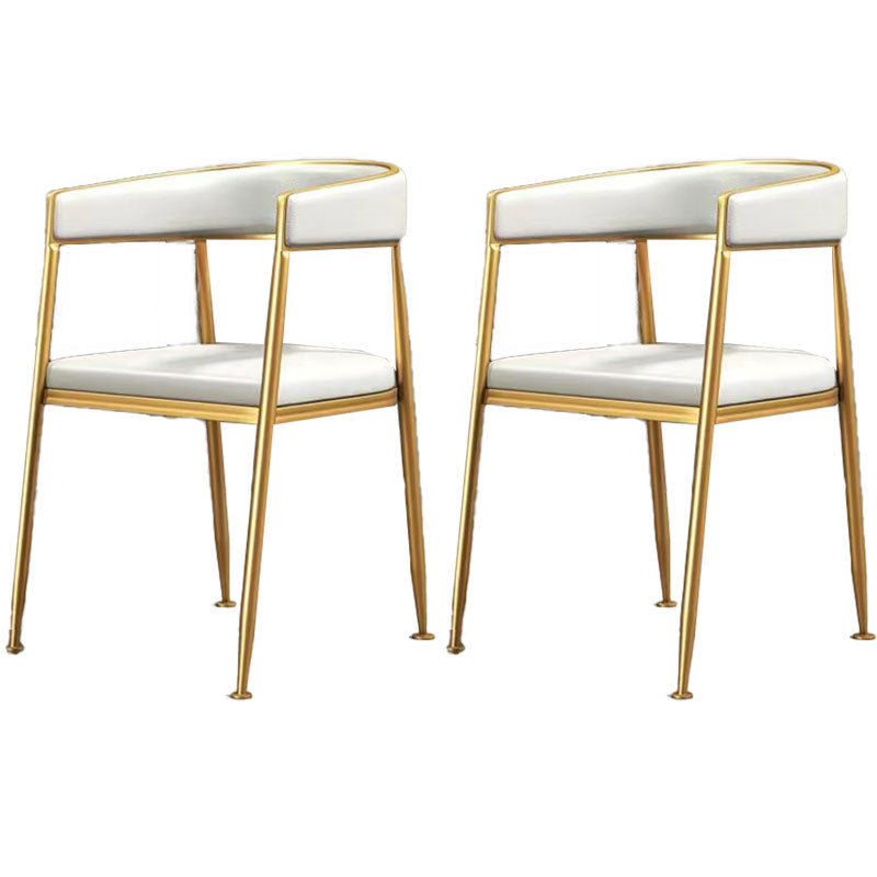 Glam Metal Arm Dining Chair Upholstered Dining Side Chair for Restaurant Use Off-White 2 Piece Set Clearhalo ' kitchen&dining_furn' 'Dining Chairs' 'Dining Tables & Seating' 'dining_chair' 'furn' 'furn_dining_chair' 'Furniture' 'furniture_dining_chair' 'Kitchen & Dining Furniture' 'kitchen' 4577892