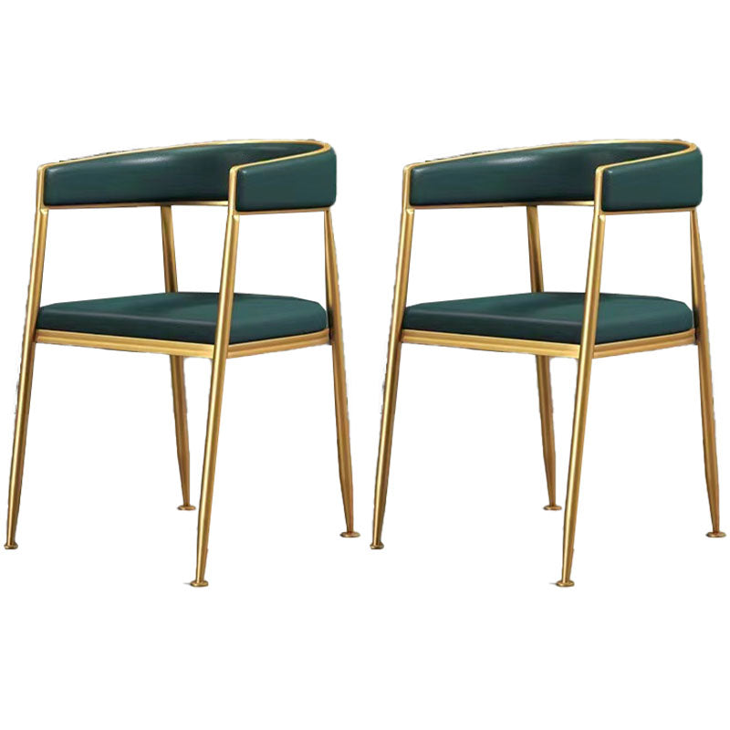 Glam Metal Arm Dining Chair Upholstered Dining Side Chair for Restaurant Use Green 2 Piece Set Clearhalo ' kitchen&dining_furn' 'Dining Chairs' 'Dining Tables & Seating' 'dining_chair' 'furn' 'furn_dining_chair' 'Furniture' 'furniture_dining_chair' 'Kitchen & Dining Furniture' 'kitchen' 4577893