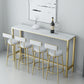White Glam Style Table in Iron and Faux Marble Milk Tea Shop Bar Table 78.7"L x 15.7"W x 41.3"H Without Chairs Clearhalo 'Bar Furniture' 'Bar Tables' 'bar_tables' 'furn' 'furn_bar_tables' 'Furniture' 'furniture_bar_tables' 'Kitchen & Dining Furniture' 4586793