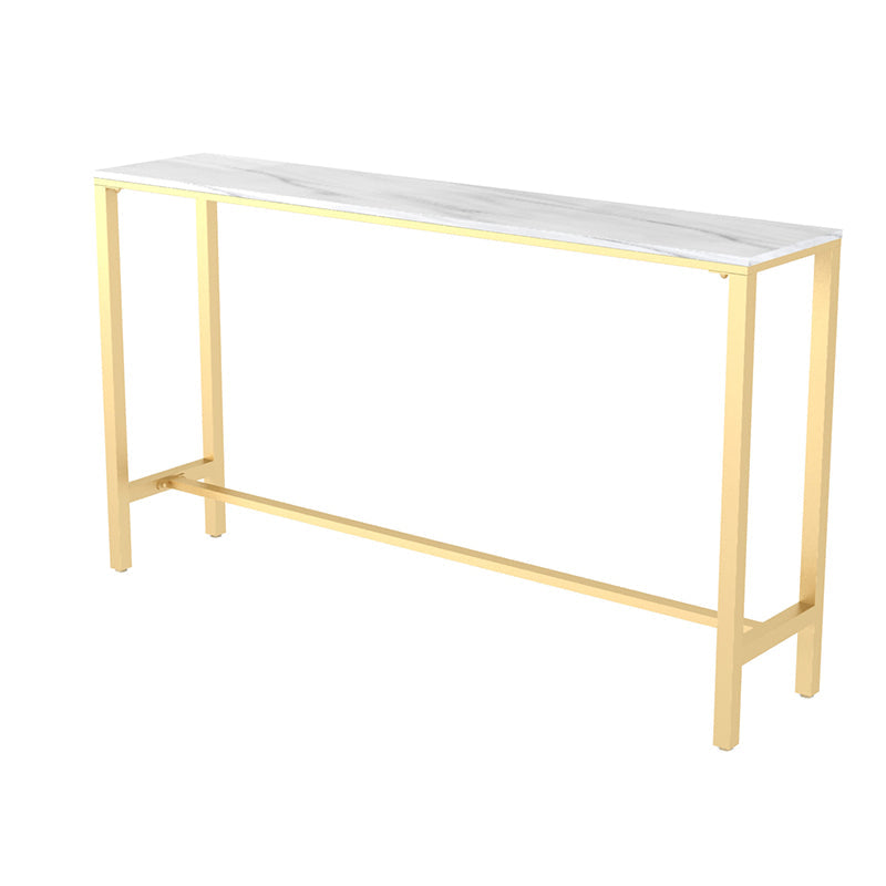 White Glam Style Table in Iron and Faux Marble Milk Tea Shop Bar Table Without Chairs Clearhalo 'Bar Furniture' 'Bar Tables' 'bar_tables' 'furn' 'furn_bar_tables' 'Furniture' 'furniture_bar_tables' 'Kitchen & Dining Furniture' 4586796