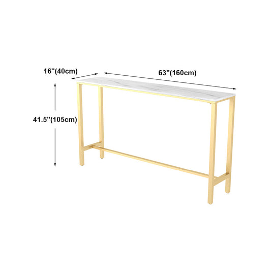 White Glam Style Table in Iron and Faux Marble Milk Tea Shop Bar Table Clearhalo 'Bar Furniture' 'Bar Tables' 'bar_tables' 'furn' 'furn_bar_tables' 'Furniture' 'furniture_bar_tables' 'Kitchen & Dining Furniture' 4586801