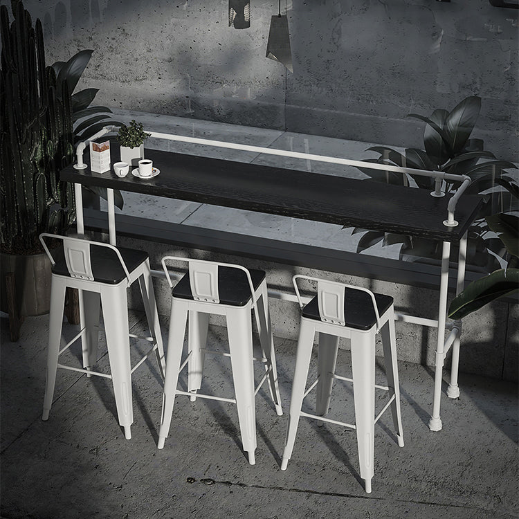 Industrial Black Wood Pub Table with Rectangle Table Top Trestle Table - 42" H 70.9"L x 17.7"W x 41.3"H Without Chairs Clearhalo 'Bar Furniture' 'Bar Tables' 'bar_tables' 'furn' 'furn_bar_tables' 'Furniture' 'furniture_bar_tables' 'Kitchen & Dining Furniture' 4586805