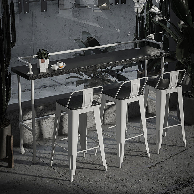 Industrial Black Wood Pub Table with Rectangle Table Top Trestle Table - 42" H 78.7"L x 17.7"W x 41.3"H Without Chairs Clearhalo 'Bar Furniture' 'Bar Tables' 'bar_tables' 'furn' 'furn_bar_tables' 'Furniture' 'furniture_bar_tables' 'Kitchen & Dining Furniture' 4586806