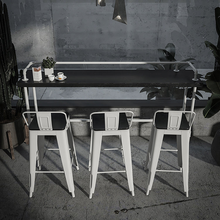 Industrial Black Wood Pub Table with Rectangle Table Top Trestle Table - 42" H 51.2"L x 17.7"W x 41.3"H Without Chairs Clearhalo 'Bar Furniture' 'Bar Tables' 'bar_tables' 'furn' 'furn_bar_tables' 'Furniture' 'furniture_bar_tables' 'Kitchen & Dining Furniture' 4586807