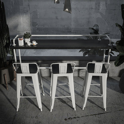 Industrial Black Wood Pub Table with Rectangle Table Top Trestle Table - 42" H 51.2"L x 17.7"W x 41.3"H Without Chairs Clearhalo 'Bar Furniture' 'Bar Tables' 'bar_tables' 'furn' 'furn_bar_tables' 'Furniture' 'furniture_bar_tables' 'Kitchen & Dining Furniture' 4586807