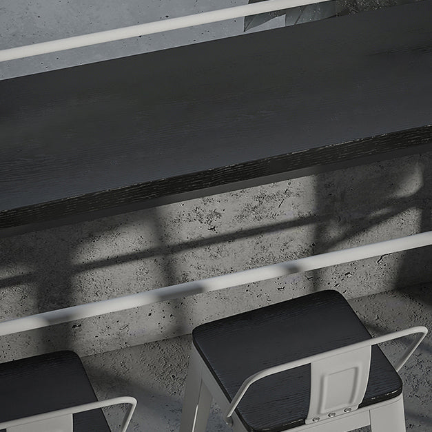 Industrial Black Wood Pub Table with Rectangle Table Top Trestle Table - 42" H Clearhalo 'Bar Furniture' 'Bar Tables' 'bar_tables' 'furn' 'furn_bar_tables' 'Furniture' 'furniture_bar_tables' 'Kitchen & Dining Furniture' 4586811