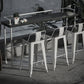 Industrial Black Wood Pub Table with Rectangle Table Top Trestle Table - 42" H Clearhalo 'Bar Furniture' 'Bar Tables' 'bar_tables' 'furn' 'furn_bar_tables' 'Furniture' 'furniture_bar_tables' 'Kitchen & Dining Furniture' 4586812
