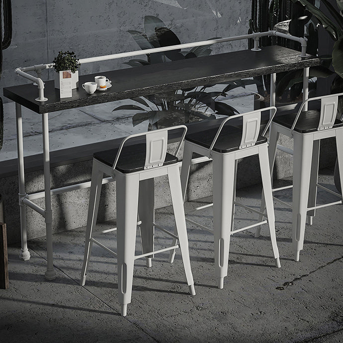 Industrial Black Wood Pub Table with Rectangle Table Top Trestle Table - 42" H Clearhalo 'Bar Furniture' 'Bar Tables' 'bar_tables' 'furn' 'furn_bar_tables' 'Furniture' 'furniture_bar_tables' 'Kitchen & Dining Furniture' 4586812