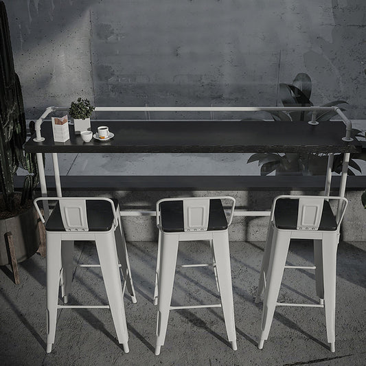 Industrial Black Wood Pub Table with Rectangle Table Top Trestle Table - 42" H Clearhalo 'Bar Furniture' 'Bar Tables' 'bar_tables' 'furn' 'furn_bar_tables' 'Furniture' 'furniture_bar_tables' 'Kitchen & Dining Furniture' 4586814