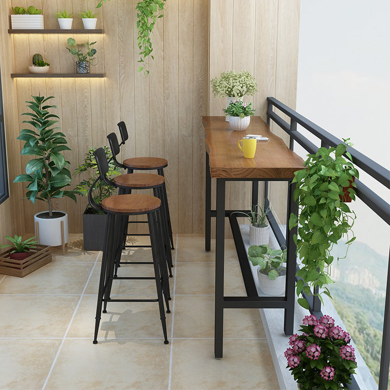 Brown Modern Style Table in Iron and Wood Living Room Bar Table 63"L x 15.7"W x 41.3"H Without Chairs Clearhalo 'Bar Furniture' 'Bar Tables' 'bar_tables' 'furn' 'furn_bar_tables' 'Furniture' 'furniture_bar_tables' 'Kitchen & Dining Furniture' 4586823