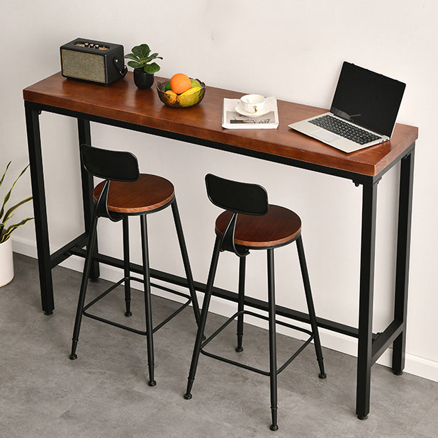 Brown Modern Style Table in Iron and Wood Living Room Bar Table 55.1"L x 15.7"W x 41.3"H Without Chairs Clearhalo 'Bar Furniture' 'Bar Tables' 'bar_tables' 'furn' 'furn_bar_tables' 'Furniture' 'furniture_bar_tables' 'Kitchen & Dining Furniture' 4586824