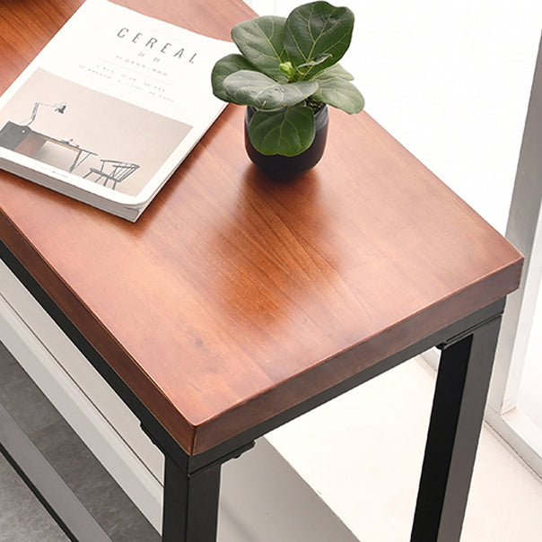 Brown Modern Style Table in Iron and Wood Living Room Bar Table Clearhalo 'Bar Furniture' 'Bar Tables' 'bar_tables' 'furn' 'furn_bar_tables' 'Furniture' 'furniture_bar_tables' 'Kitchen & Dining Furniture' 4586827