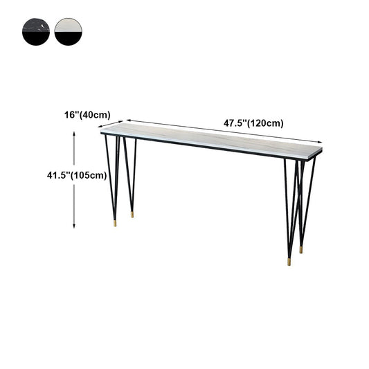 Industrial Marble Bar Table with Rectangle Table Top Legs Table - 42" H Clearhalo 'Bar Furniture' 'Bar Tables' 'bar_tables' 'furn' 'furn_bar_tables' 'Furniture' 'furniture_bar_tables' 'Kitchen & Dining Furniture' 4586842