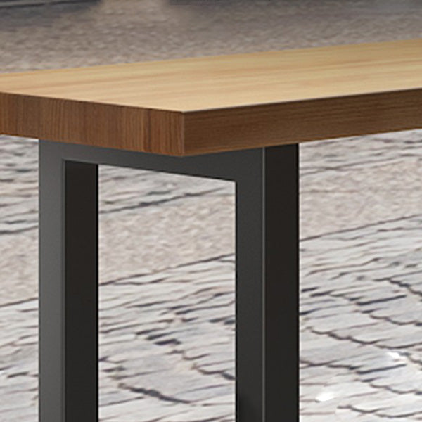 Brown Modern Style Bar Table Solid Wood Coffee Shop Bar Table with Metal Base Clearhalo 'Bar Furniture' 'Bar Tables' 'bar_tables' 'furn' 'furn_bar_tables' 'Furniture' 'furniture_bar_tables' 'Kitchen & Dining Furniture' 4586851