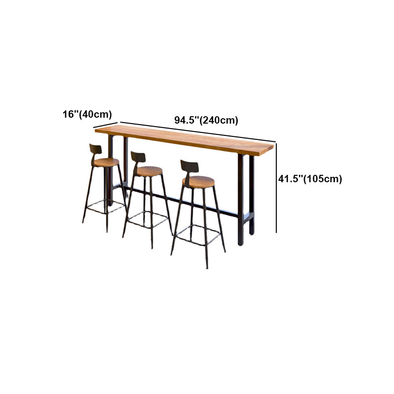 Brown Modern Style Bar Table Solid Wood Coffee Shop Bar Table with Metal Base Clearhalo 'Bar Furniture' 'Bar Tables' 'bar_tables' 'furn' 'furn_bar_tables' 'Furniture' 'furniture_bar_tables' 'Kitchen & Dining Furniture' 4586855