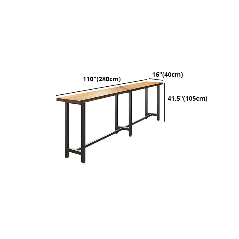 Brown Modern Style Bar Table Solid Wood Coffee Shop Bar Table with Metal Base Clearhalo 'Bar Furniture' 'Bar Tables' 'bar_tables' 'furn' 'furn_bar_tables' 'Furniture' 'furniture_bar_tables' 'Kitchen & Dining Furniture' 4586857