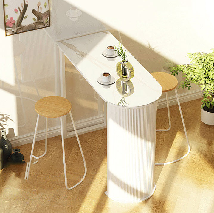 White Modern Style Specialty Bar Table in Faux Marble and Metal Milk Tea Shop Bar Table Clearhalo 'Bar Furniture' 'Bar Tables' 'bar_tables' 'furn' 'furn_bar_tables' 'Furniture' 'furniture_bar_tables' 'Kitchen & Dining Furniture' 4586869