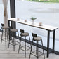 White Modern Style Bar Table in Faux Marble and Metal Milk Tea Shop Bar Table 78.7"L x 15.7"W x 41.3"H Without Chairs Clearhalo 'Bar Furniture' 'Bar Tables' 'bar_tables' 'furn' 'furn_bar_tables' 'Furniture' 'furniture_bar_tables' 'Kitchen & Dining Furniture' 4586877