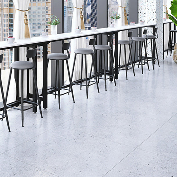 White Modern Style Bar Table in Faux Marble and Metal Milk Tea Shop Bar Table 55.1"L x 15.7"W x 41.3"H Without Chairs Clearhalo 'Bar Furniture' 'Bar Tables' 'bar_tables' 'furn' 'furn_bar_tables' 'Furniture' 'furniture_bar_tables' 'Kitchen & Dining Furniture' 4586880