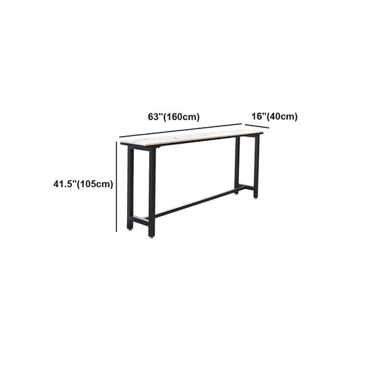 White Modern Style Bar Table in Faux Marble and Metal Milk Tea Shop Bar Table Clearhalo 'Bar Furniture' 'Bar Tables' 'bar_tables' 'furn' 'furn_bar_tables' 'Furniture' 'furniture_bar_tables' 'Kitchen & Dining Furniture' 4586888