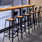Brown Modern Style Table Solid Wood and Iron with Footrest Coffee Shop Bar Table 70.9"L x 15.7"W x 41.3"H Without Chairs Clearhalo 'Bar Furniture' 'Bar Tables' 'bar_tables' 'furn' 'furn_bar_tables' 'Furniture' 'furniture_bar_tables' 'Kitchen & Dining Furniture' 4586891