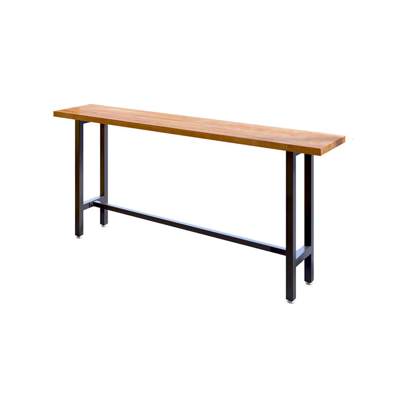 Brown Modern Style Table Solid Wood and Iron with Footrest Coffee Shop Bar Table Without Chairs Clearhalo 'Bar Furniture' 'Bar Tables' 'bar_tables' 'furn' 'furn_bar_tables' 'Furniture' 'furniture_bar_tables' 'Kitchen & Dining Furniture' 4586894