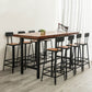 Brown Modern Style Bar Table Solid Wood and Iron with Footrest Coffee Shop Bar Table 86.6"L x 23.6"W x 41.3"H Without Chairs Clearhalo 'Bar Furniture' 'Bar Tables' 'bar_tables' 'furn' 'furn_bar_tables' 'Furniture' 'furniture_bar_tables' 'Kitchen & Dining Furniture' 4586919