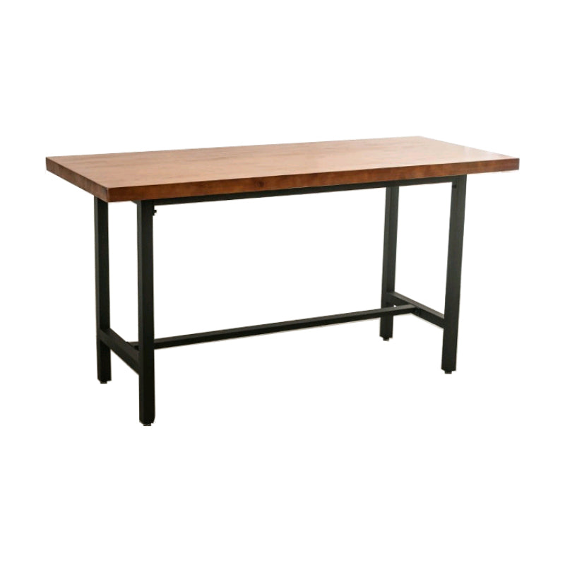 Brown Modern Style Bar Table Solid Wood and Iron with Footrest Coffee Shop Bar Table Without Chairs Clearhalo 'Bar Furniture' 'Bar Tables' 'bar_tables' 'furn' 'furn_bar_tables' 'Furniture' 'furniture_bar_tables' 'Kitchen & Dining Furniture' 4586920
