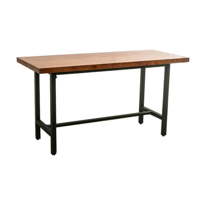 Brown Modern Style Bar Table Solid Wood and Iron with Footrest Coffee Shop Bar Table Without Chairs Clearhalo 'Bar Furniture' 'Bar Tables' 'bar_tables' 'furn' 'furn_bar_tables' 'Furniture' 'furniture_bar_tables' 'Kitchen & Dining Furniture' 4586920