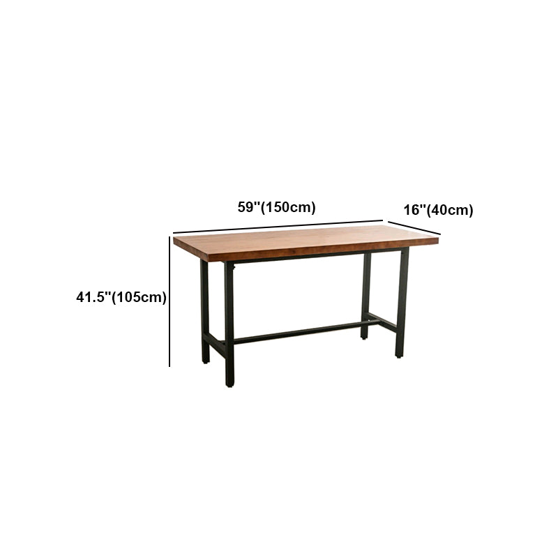Brown Modern Style Bar Table Solid Wood and Iron with Footrest Coffee Shop Bar Table Clearhalo 'Bar Furniture' 'Bar Tables' 'bar_tables' 'furn' 'furn_bar_tables' 'Furniture' 'furniture_bar_tables' 'Kitchen & Dining Furniture' 4586926