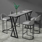 White Modern Style Rectangle Bar Table in Faux Marble and Metal Coffee Shop Bar Table 78.7"L x 15.7"W x 41.3"H Grey Without Chairs Clearhalo 'Bar Furniture' 'Bar Tables' 'bar_tables' 'furn' 'furn_bar_tables' 'Furniture' 'furniture_bar_tables' 'Kitchen & Dining Furniture' 4586934