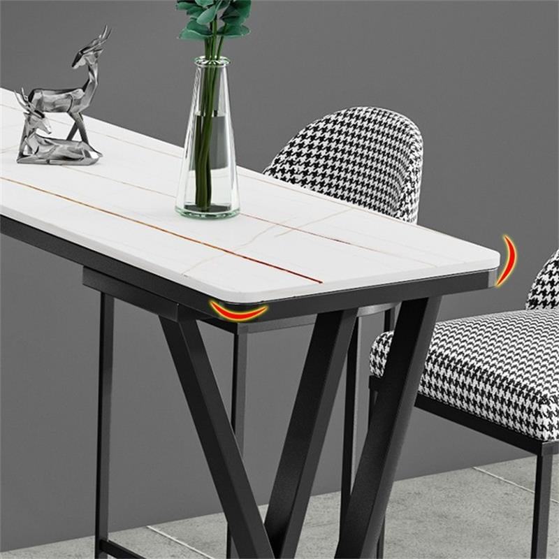 White Modern Style Rectangle Bar Table in Faux Marble and Metal Coffee Shop Bar Table Clearhalo 'Bar Furniture' 'Bar Tables' 'bar_tables' 'furn' 'furn_bar_tables' 'Furniture' 'furniture_bar_tables' 'Kitchen & Dining Furniture' 4586939