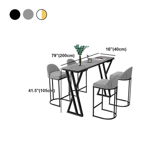 White Modern Style Rectangle Bar Table in Faux Marble and Metal Coffee Shop Bar Table Clearhalo 'Bar Furniture' 'Bar Tables' 'bar_tables' 'furn' 'furn_bar_tables' 'Furniture' 'furniture_bar_tables' 'Kitchen & Dining Furniture' 4586948