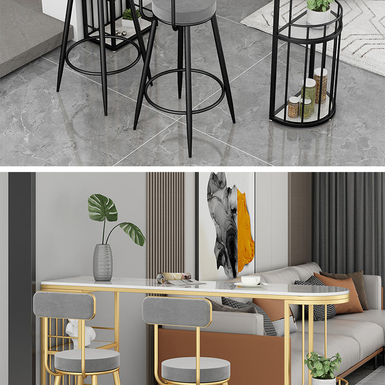 Glam Style Bar Table in Faux Marble and Metal Coffee Shop Bar Table Clearhalo 'Bar Furniture' 'Bar Tables' 'bar_tables' 'furn' 'furn_bar_tables' 'Furniture' 'furniture_bar_tables' 'Kitchen & Dining Furniture' 4586955