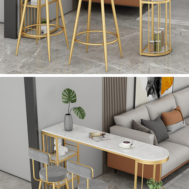 Glam Style Bar Table in Faux Marble and Metal Coffee Shop Bar Table Clearhalo 'Bar Furniture' 'Bar Tables' 'bar_tables' 'furn' 'furn_bar_tables' 'Furniture' 'furniture_bar_tables' 'Kitchen & Dining Furniture' 4586956