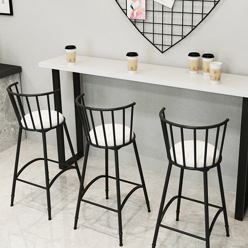 Upholstered Round Counter Bar Stool Backrest Bar Stool with Footrest and Iron Base Clearhalo 'Bar Furniture' 'Bar Stools' 'bar_stools' 'furn' 'furn_bar_stools' 'furniture_bar_stools' 'Kitchen & Dining Furniture' 'kitchen&dining_furn' 'kitchen' 'kitchen_furn' Furniture' 4586963