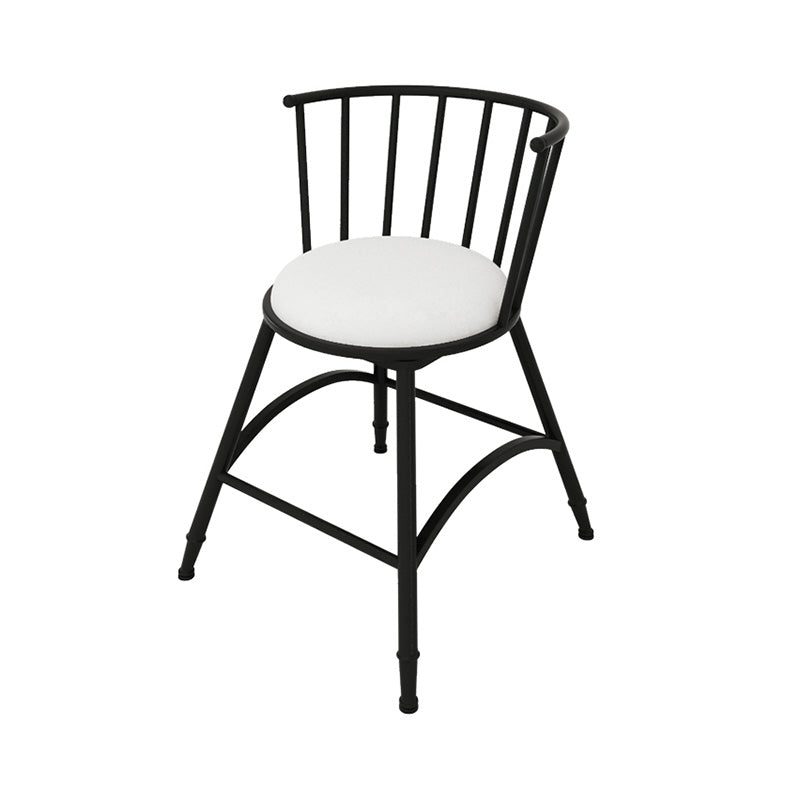 Upholstered Round Counter Bar Stool Backrest Bar Stool with Footrest and Iron Base Black 1 Piece Short Stool(18"H) Clearhalo 'Bar Furniture' 'Bar Stools' 'bar_stools' 'furn' 'furn_bar_stools' 'furniture_bar_stools' 'Kitchen & Dining Furniture' 'kitchen&dining_furn' 'kitchen' 'kitchen_furn' Furniture' 4586964