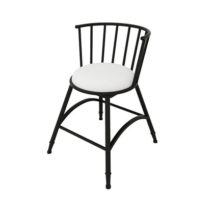Upholstered Round Counter Bar Stool Backrest Bar Stool with Footrest and Iron Base Black 1 Piece Short Stool(18"H) Clearhalo 'Bar Furniture' 'Bar Stools' 'bar_stools' 'furn' 'furn_bar_stools' 'furniture_bar_stools' 'Kitchen & Dining Furniture' 'kitchen&dining_furn' 'kitchen' 'kitchen_furn' Furniture' 4586964