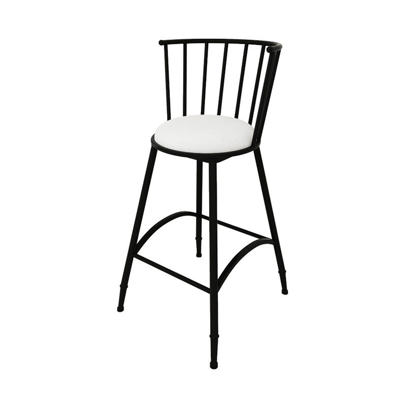Upholstered Round Counter Bar Stool Backrest Bar Stool with Footrest and Iron Base Black 1 Piece Counter Stool(26"H) Clearhalo 'Bar Furniture' 'Bar Stools' 'bar_stools' 'furn' 'furn_bar_stools' 'furniture_bar_stools' 'Kitchen & Dining Furniture' 'kitchen&dining_furn' 'kitchen' 'kitchen_furn' Furniture' 4586966