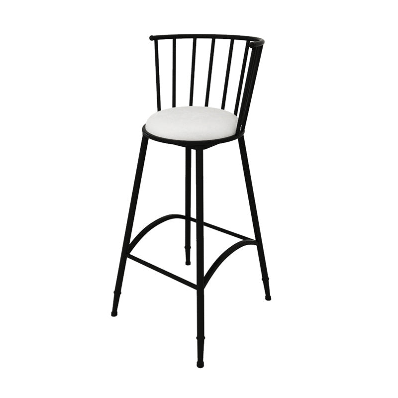 Upholstered Round Counter Bar Stool Backrest Bar Stool with Footrest and Iron Base Black 1 Piece Bar Stool(30"H) Clearhalo 'Bar Furniture' 'Bar Stools' 'bar_stools' 'furn' 'furn_bar_stools' 'furniture_bar_stools' 'Kitchen & Dining Furniture' 'kitchen&dining_furn' 'kitchen' 'kitchen_furn' Furniture' 4586967