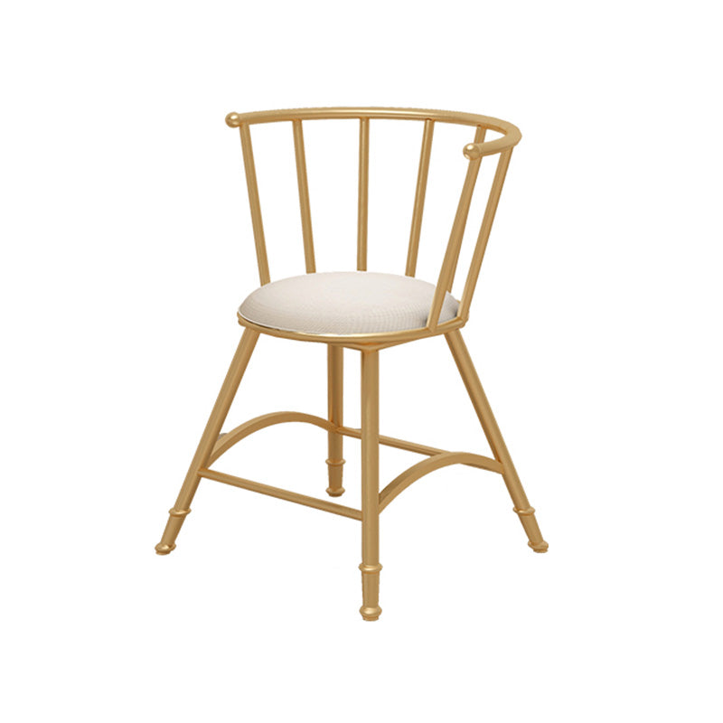 Upholstered Round Counter Bar Stool Backrest Bar Stool with Footrest and Iron Base Gold 1 Piece Short Stool(18"H) Clearhalo 'Bar Furniture' 'Bar Stools' 'bar_stools' 'furn' 'furn_bar_stools' 'furniture_bar_stools' 'Kitchen & Dining Furniture' 'kitchen&dining_furn' 'kitchen' 'kitchen_furn' Furniture' 4586969