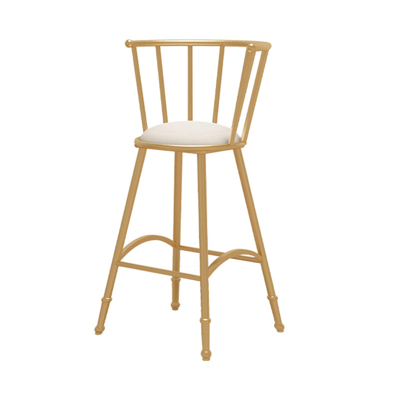 Upholstered Round Counter Bar Stool Backrest Bar Stool with Footrest and Iron Base Gold 1 Piece Clearhalo 'Bar Furniture' 'Bar Stools' 'bar_stools' 'furn' 'furn_bar_stools' 'furniture_bar_stools' 'Kitchen & Dining Furniture' 'kitchen&dining_furn' 'kitchen' 'kitchen_furn' Furniture' 4586971