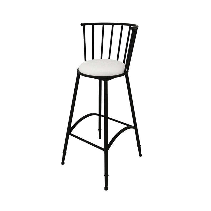 Upholstered Round Counter Bar Stool Backrest Bar Stool with Footrest and Iron Base Clearhalo 'Bar Furniture' 'Bar Stools' 'bar_stools' 'furn' 'furn_bar_stools' 'furniture_bar_stools' 'Kitchen & Dining Furniture' 'kitchen&dining_furn' 'kitchen' 'kitchen_furn' Furniture' 4586972