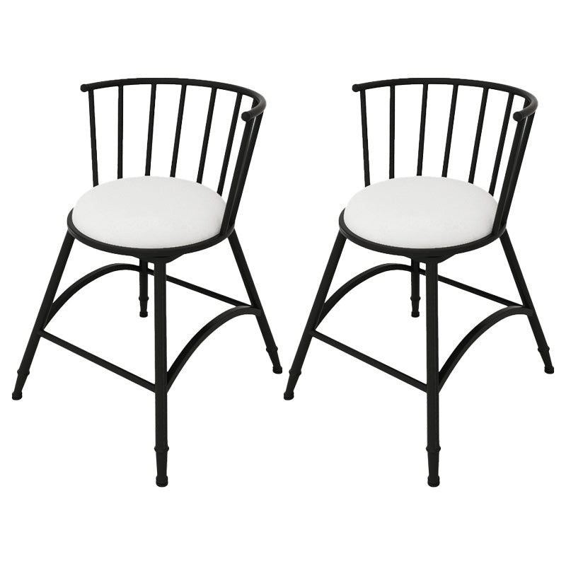 Upholstered Round Counter Bar Stool Backrest Bar Stool with Footrest and Iron Base Black 2 Piece Set Short Stool(18"H) Clearhalo 'Bar Furniture' 'Bar Stools' 'bar_stools' 'furn' 'furn_bar_stools' 'furniture_bar_stools' 'Kitchen & Dining Furniture' 'kitchen&dining_furn' 'kitchen' 'kitchen_furn' Furniture' 4586973