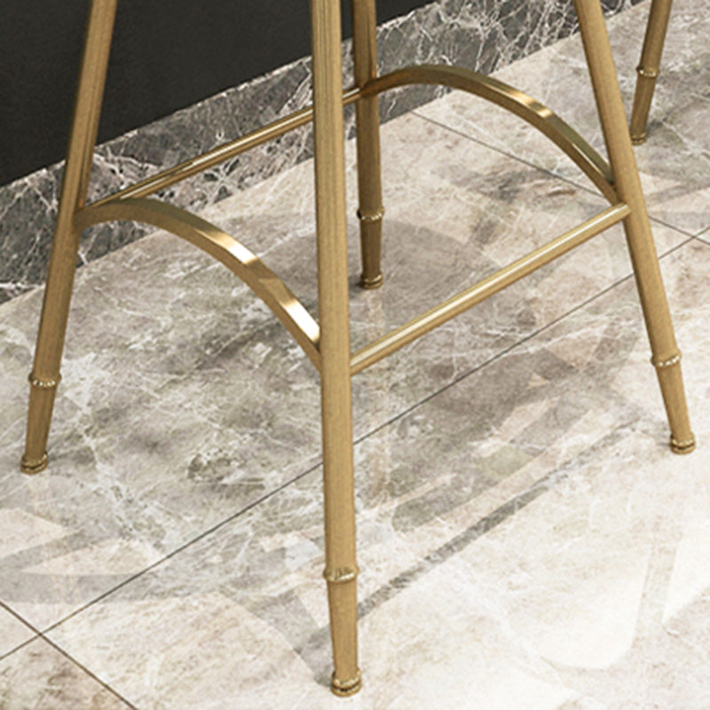 Upholstered Round Counter Bar Stool Backrest Bar Stool with Footrest and Iron Base Clearhalo 'Bar Furniture' 'Bar Stools' 'bar_stools' 'furn' 'furn_bar_stools' 'furniture_bar_stools' 'Kitchen & Dining Furniture' 'kitchen&dining_furn' 'kitchen' 'kitchen_furn' Furniture' 4586975