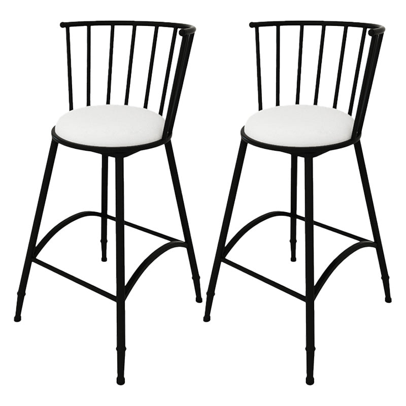Upholstered Round Counter Bar Stool Backrest Bar Stool with Footrest and Iron Base Black 2 Piece Set Counter Stool(26"H) Clearhalo 'Bar Furniture' 'Bar Stools' 'bar_stools' 'furn' 'furn_bar_stools' 'furniture_bar_stools' 'Kitchen & Dining Furniture' 'kitchen&dining_furn' 'kitchen' 'kitchen_furn' Furniture' 4586976